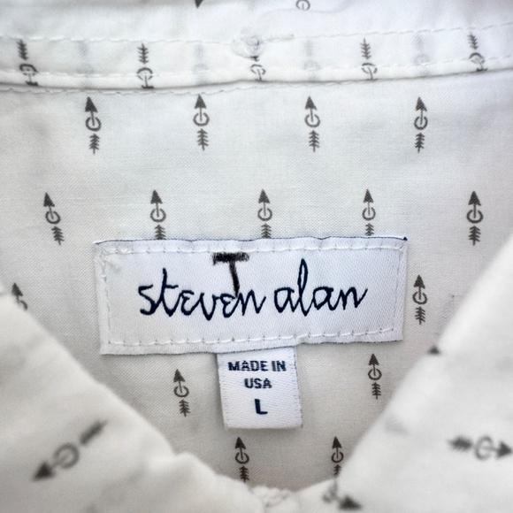 *2000 Steven Alan Single Needle Button Down Short Sleeve - White Arrow- Large - Picture 3 of 4